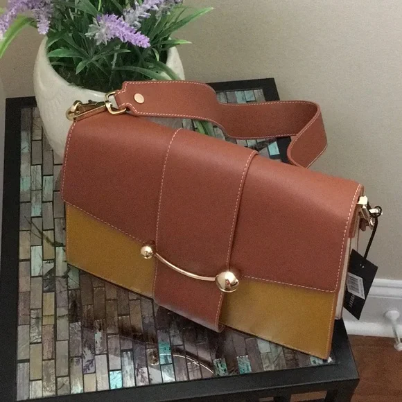 Strathberry Tricolor Crescent Colorblock Leather Shoulder Bag - Picture 11 of 16